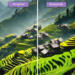 Kits de pintura con diamantes de Diamonds Wizard: viaje a Vietnam, retiro en la montaña de Sapa, antes y después, jpg