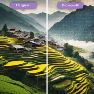 Kits de pintura con diamantes de Diamonds Wizard: viajes a Vietnam, Sapa, serenidad, mosaico, esplendor, antes y después, jpg