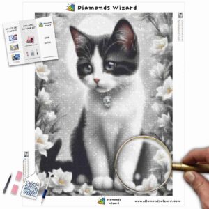 Kits de pintura con diamantes de magos de diamantes, animales, gato, compañero curioso, lienzo jpg