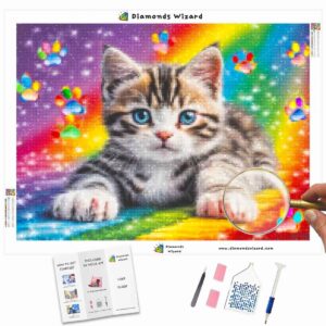 Kits de pintura con diamantes de Wizard, animales, patas de gato y prisma, lienzo jpg