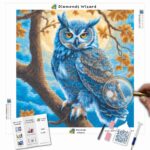 Kits de pintura con diamantes de Wizard, animales, búho, pajarera azul, lienzo jpg