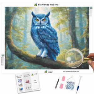 Kits de pintura con diamantes de magos de diamantes, animales, búho, guardián azul, lienzo jpg