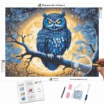 Kits de pintura con diamantes de magos de diamantes, animales, búho, búho azul, espectáculo, lienzo, jpg