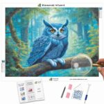 Kits de pintura con diamantes de Wizard, animales, búho, cerúleo, serenidad, lienzo, jpg