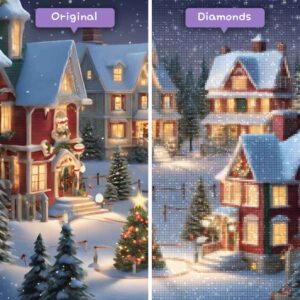 Kits de pintura con diamantes de Diamonds Wizard para eventos navideños, antes y después de Navidad helada, jpg