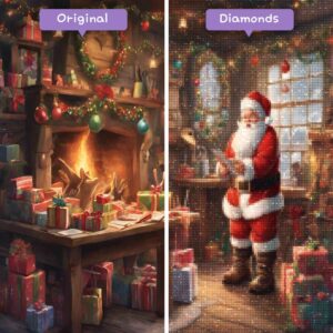 Kits de pintura con diamantes de Wizard of Diamonds para eventos, talleres navideños con Papá Noel encantados, antes y después, jpg