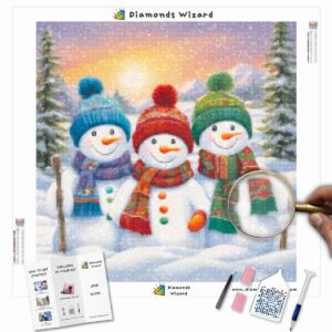 Kits de pintura con diamantes para magos, eventos, Navidad, muñeco de nieve, familia, vacaciones, retrato, lienzo, jpg