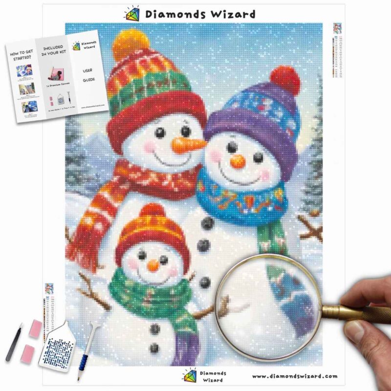 Kits de pintura con diamantes de Diamondswizard, eventos, navidad, muñeco de nieve, familia, postal, lienzo, jpg