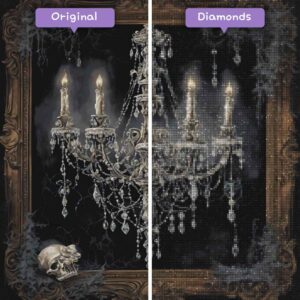 Kits de pintura con diamantes de Wizard of Diamonds para eventos de Halloween, elegancia misteriosa, antes y después, jpg