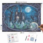 Kits de pintura de diamantes para magos, eventos, Halloween, reunión fantasmal, lienzo, jpg