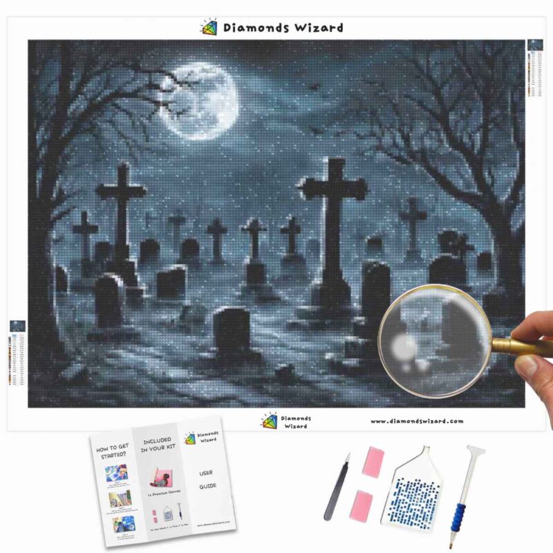 Diamondswizardkit di pittura a diamanteeventihalloweenturno di cimiterocanvajpg