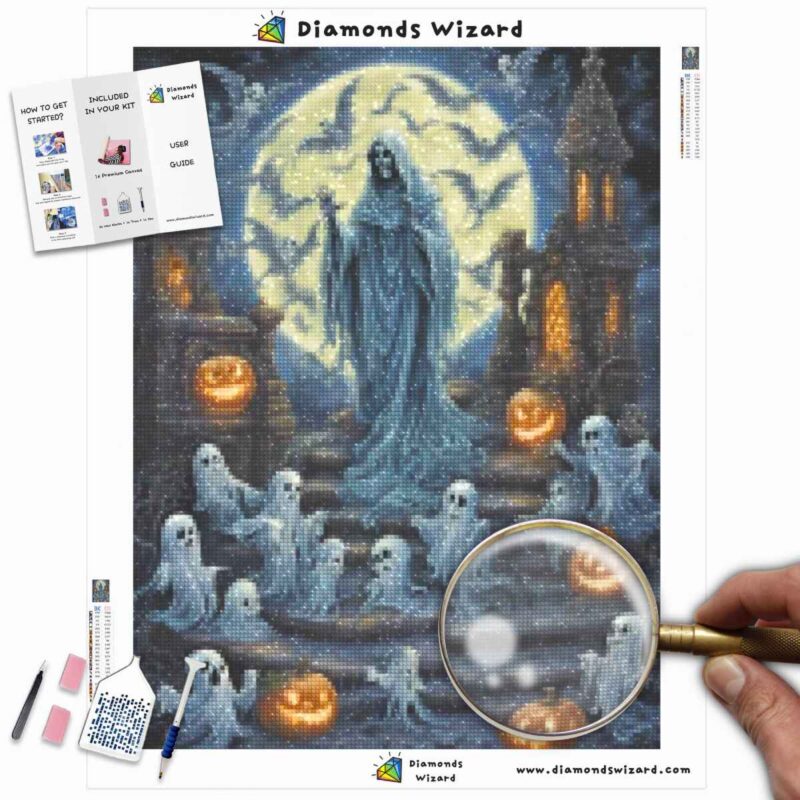 Diamondswizardkit di pittura a diamanteeventihalloweenal chiaro di lunacimiterocanvajpg