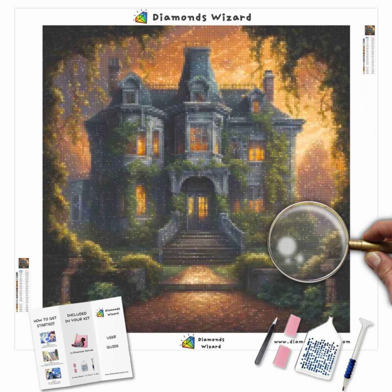 Diamondswizardkits de peinture au diamantévénementshalloweenmanoir mystérieuxcanvajpg