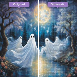 Kits de pintura con diamantes de magos de diamantes, eventos, espectáculo espectral de Halloween, antes y después, jpg