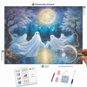 Kits de pintura con diamantes para magos, eventos, espectáculo espectral de Halloween, lienzo, jpg