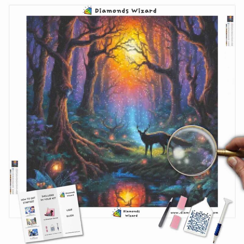 Kits de pintura de diamantes de mago de diamantes Eventos Halloween Bosque espeluznante Lienzo JPG