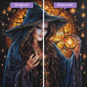 Kits de pintura con diamantes para magos, eventos, Halloween, hora de las brujas, antes y después, jpg