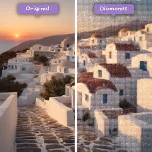 kit per pittura con diamanti "diamonds-wizard", viaggi in Grecia, Egeo, tramonto, armonia, prima e dopo, jpg