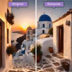 Kits de pintura con diamantes de Diamonds Wizard: viaje a Grecia, Egeo, atardecer, serenidad, antes y después (jpg)