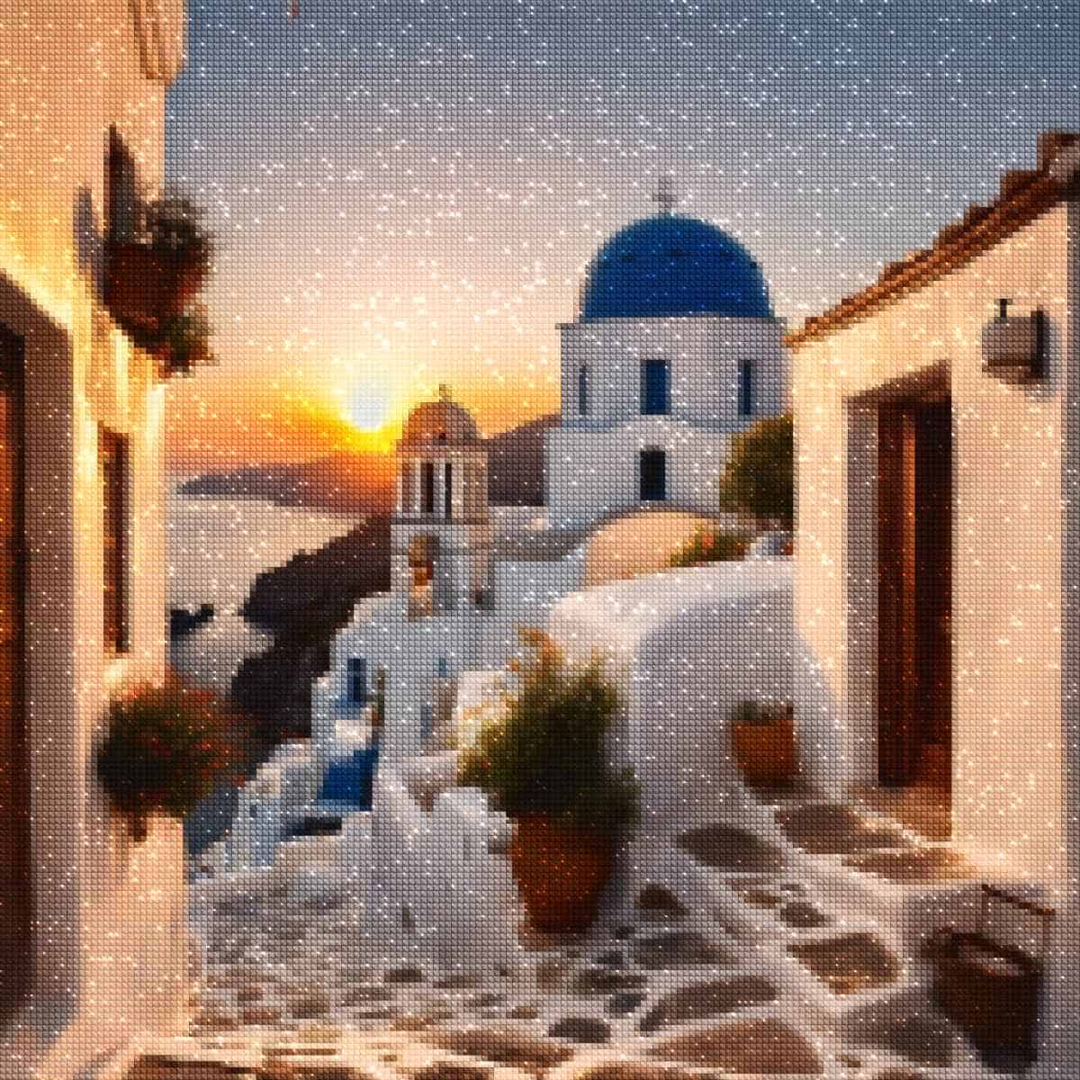 Kits de pintura con diamantes de Diamonds Wizard: Viaje a Grecia, Egeo, Atardecer, Serenidad, Diamantes.jpg