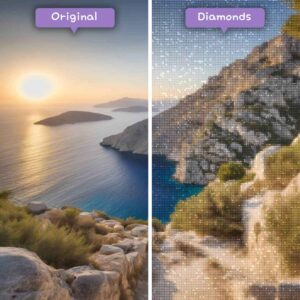 Kits de pintura con diamantes de Diamonds Wizard: viaje a Grecia, ruta por el mar Egeo, odisea, antes y después, jpg