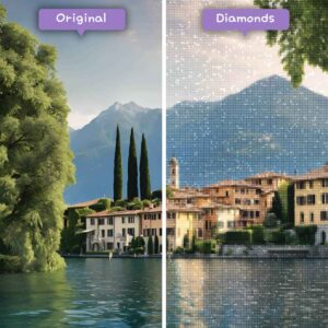 Kits de pintura con diamantes de Diamonds Wizard: viajes a Italia, serenidad, elegancia y antes y después de Como.